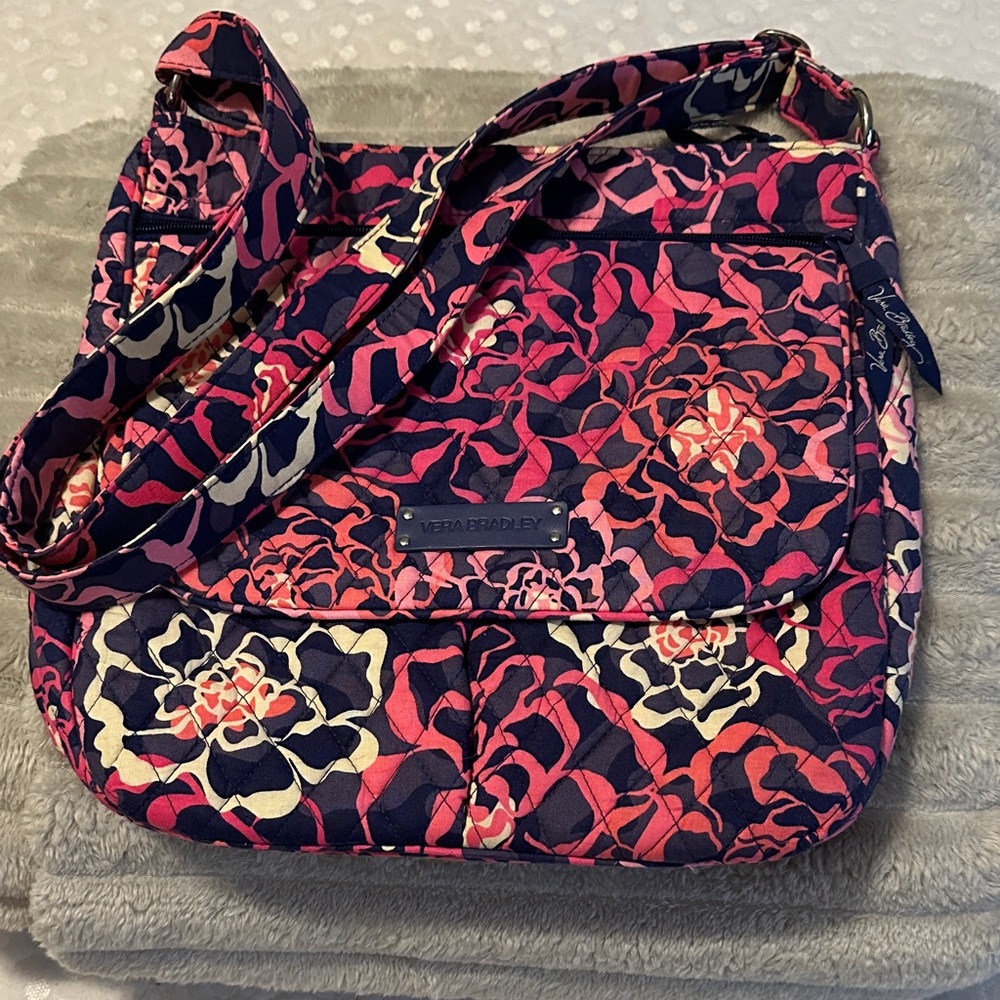 Vera Bradley Vibrant Pink and Navy Crossbody Bag